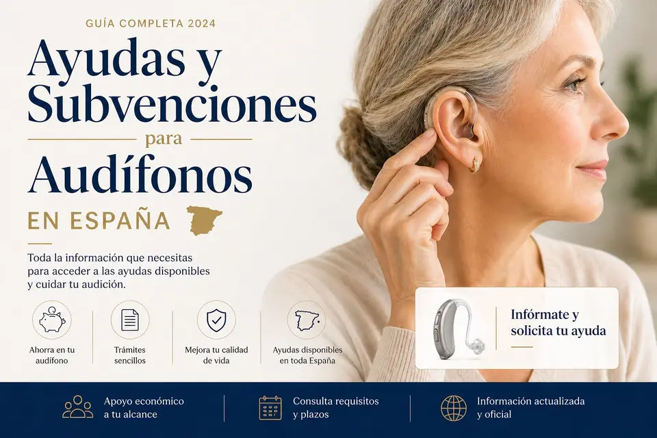 Persona mayor con audífono siendo atendida por un audioprotesista